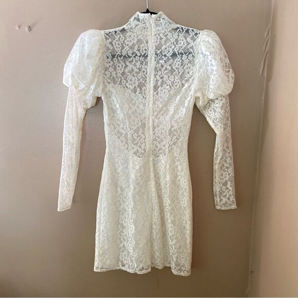 LPA Anita mini dress white lace puff sleeve from Revolve Sz XS NWOT $228 - Picture 10 of 11